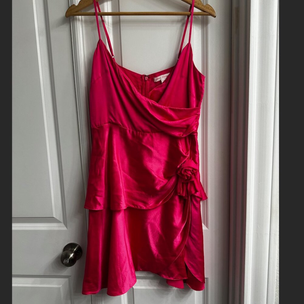 Vintage Y2K Betsey Johnson hot pink 100% silk mini dress, 8